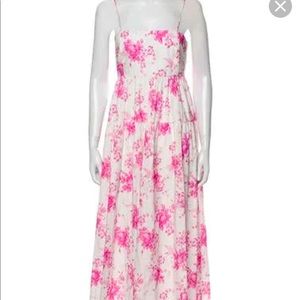 Les Reveries sz 12 Hot Pink and White floral Tea Length Excellent Condition
